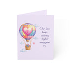 Romantic Hot Air Balloon Greeting Card — "Our love keeps soaring higher every year" (Single or Bulk Packs)