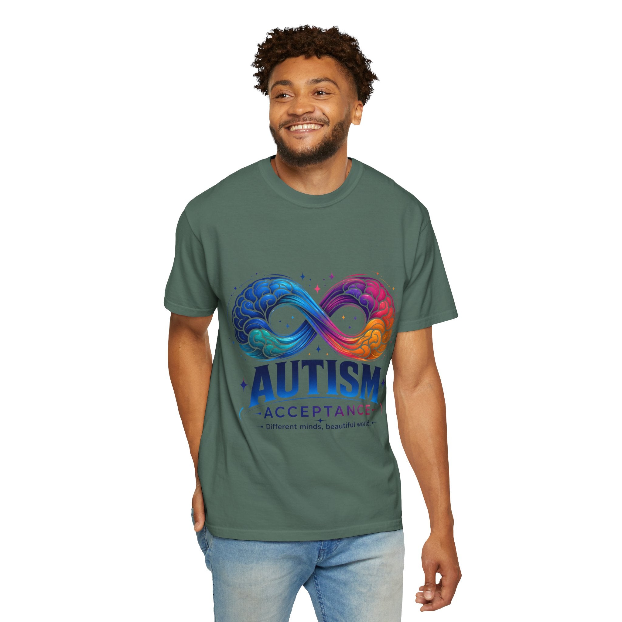Autism Acceptance T-Shirt — Infinity Puzzle Rainbow Design