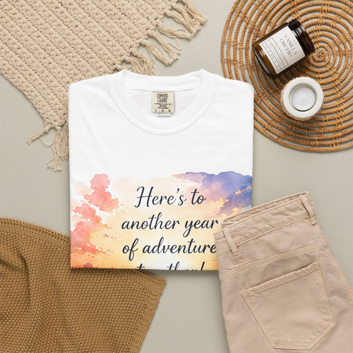 T‑Shirt – "Here's to Another Year of Adventure Together" Beach Sunset Couples Tee