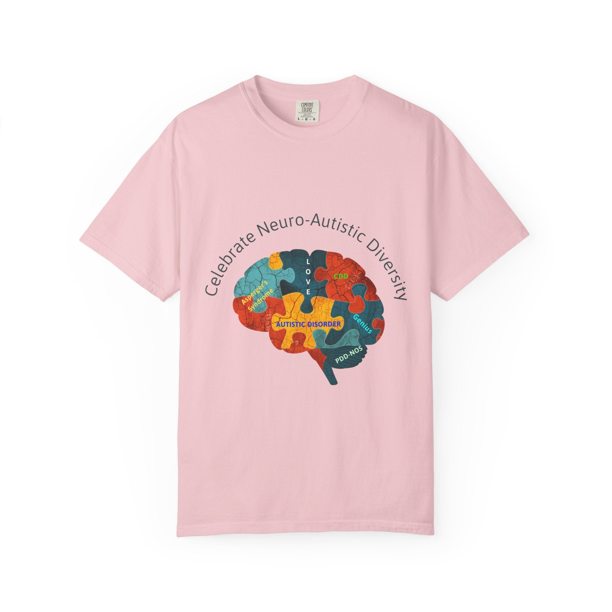 Autistic Neurodiversity Puzzle Brain T-Shirt — "Celebrate Neuro-Autistic Diversity"