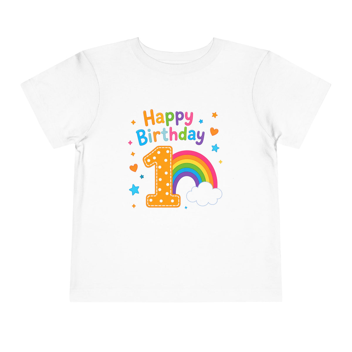 1st Birthday Toddler Tee – "Happy Birthday" Rainbow Number 1 Shirt