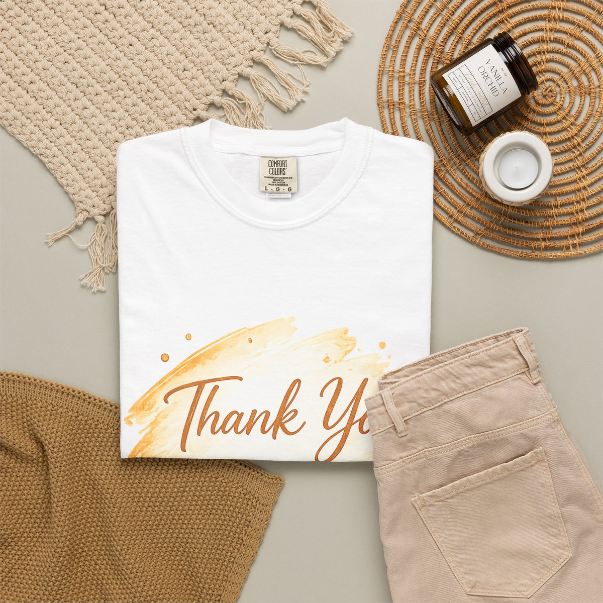Thank You Gold Watercolor Graphic T-Shirt — Grateful For You Heart Tee
