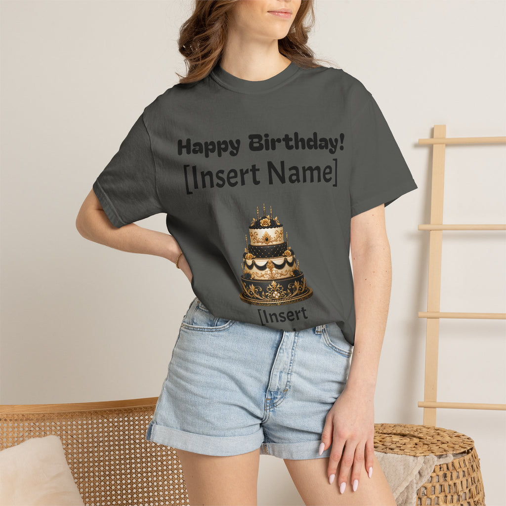 Birthday Cake Personalized T‑Shirt — "Happy Birthday! [Insert Name]" Customizable Tee