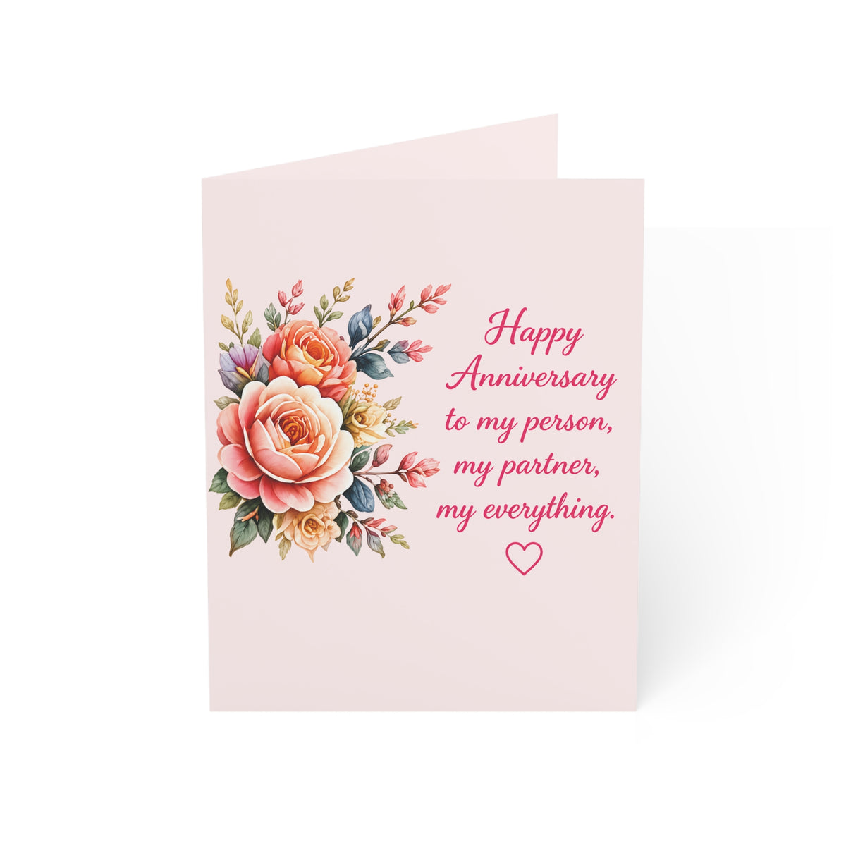 Anniversary Greeting Card — “Happy Anniversary to my person, my partner, my everything” Floral Card (Single or Bulk Packs)