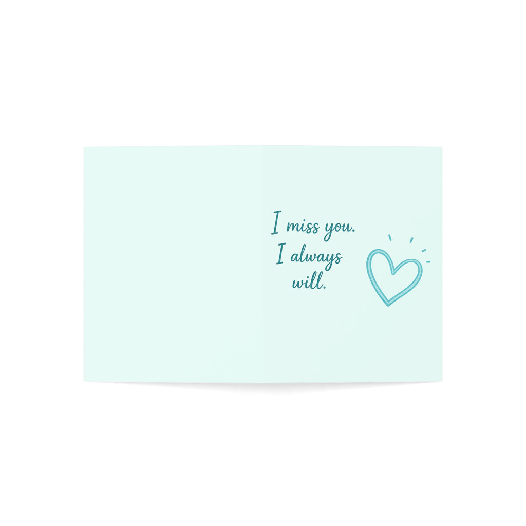Sympathy Greeting Card — "I miss you. I always will." Pastel Heart Note (1/10/30/50 pcs)