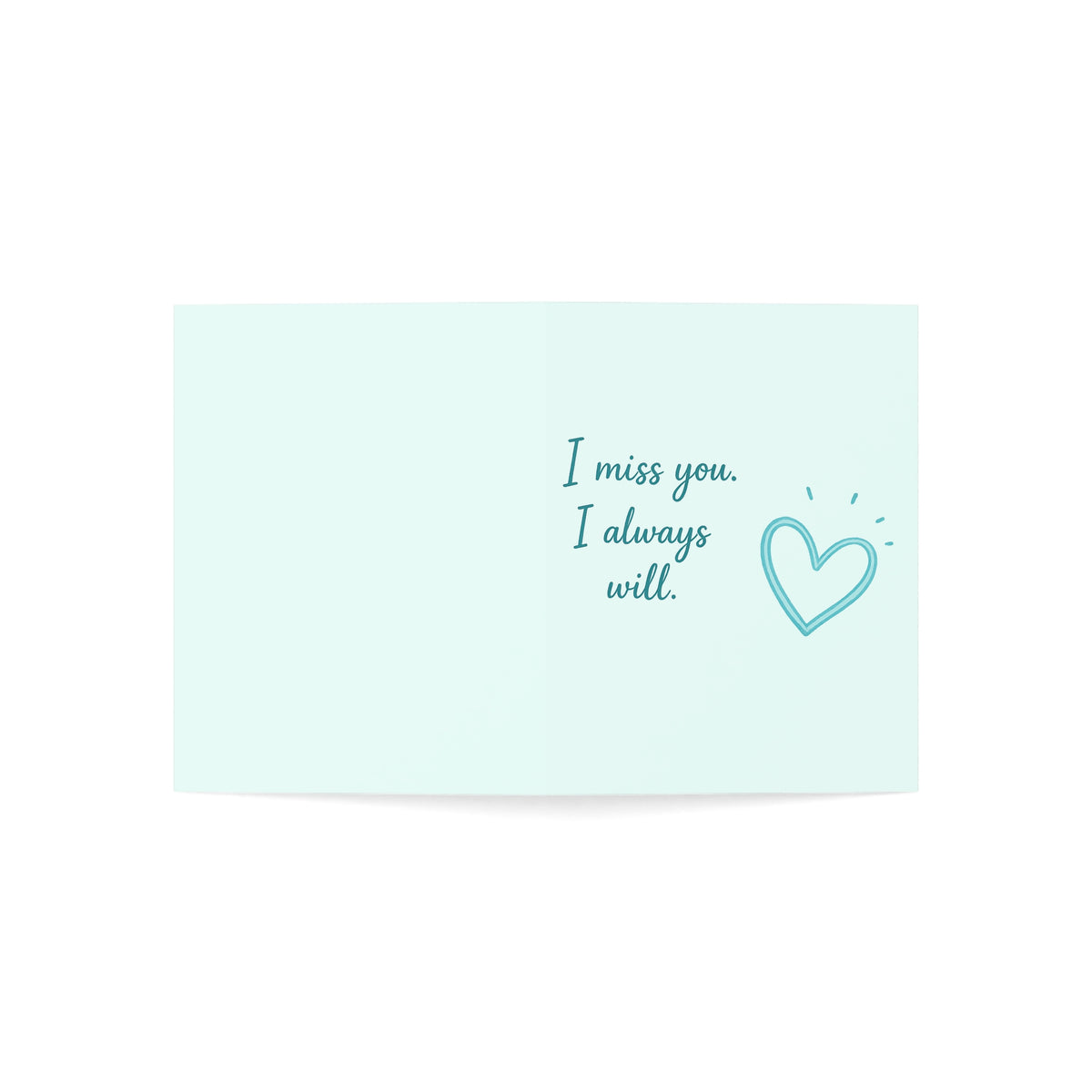 Sympathy Greeting Card — "I miss you. I always will." Pastel Heart Note (1/10/30/50 pcs)