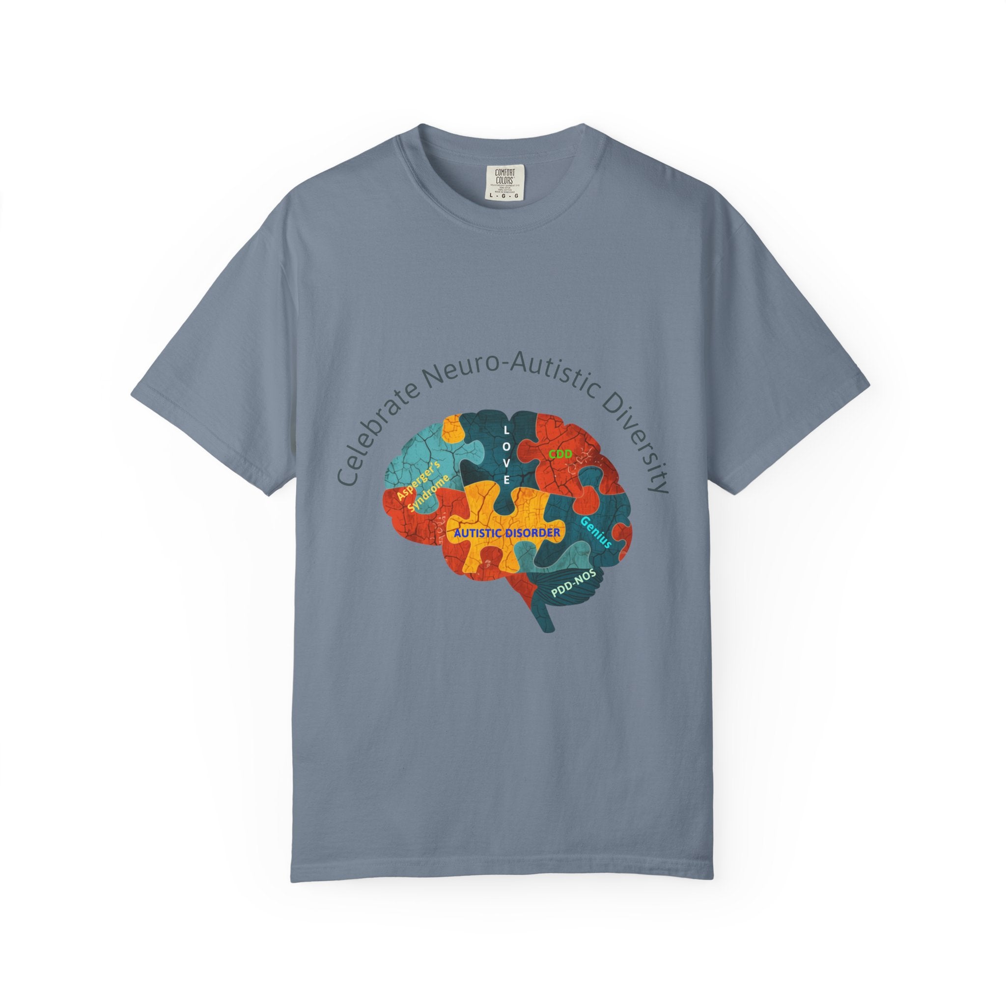 Autistic Neurodiversity Puzzle Brain T-Shirt — "Celebrate Neuro-Autistic Diversity"