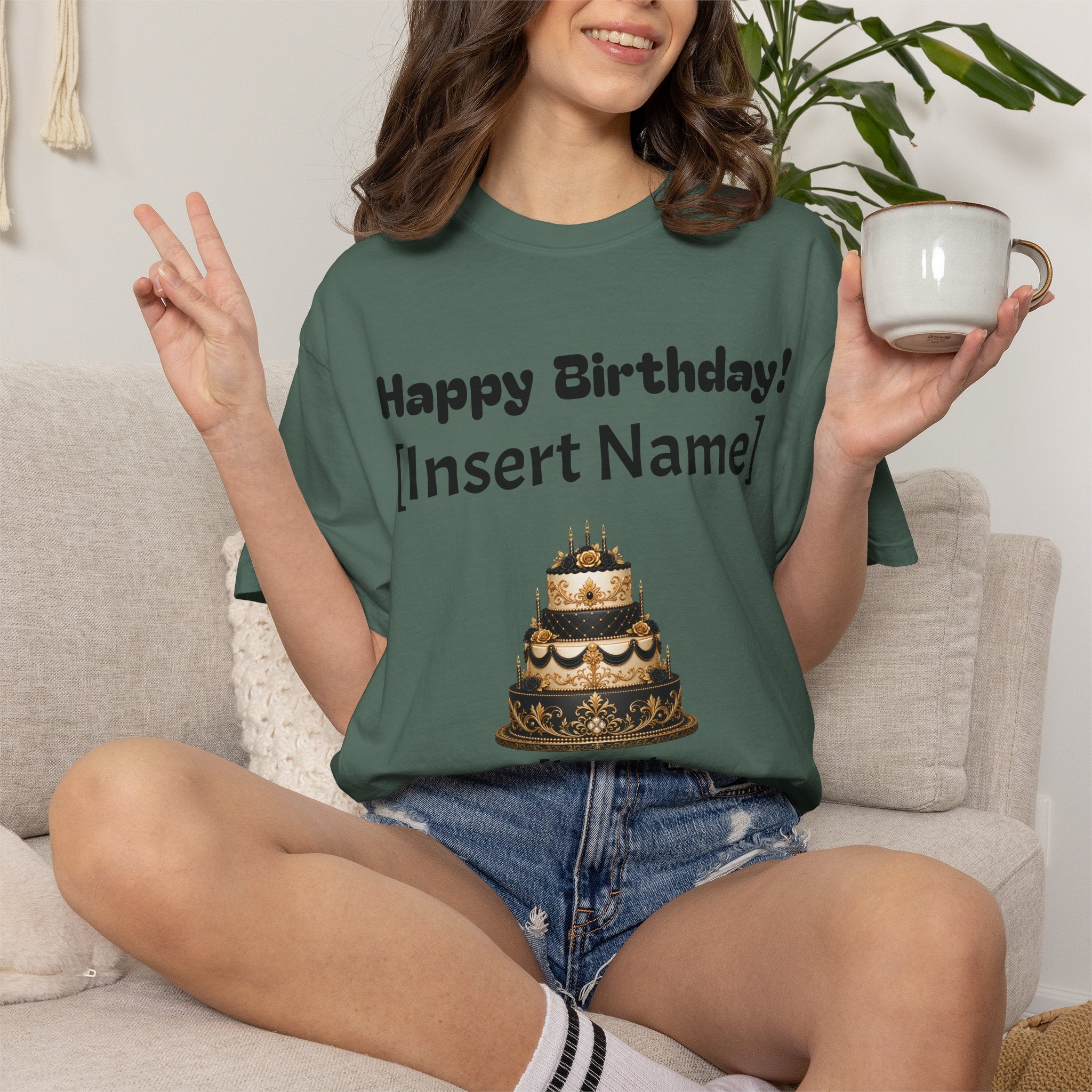 Birthday Cake Personalized T‑Shirt — "Happy Birthday! [Insert Name]" Customizable Tee