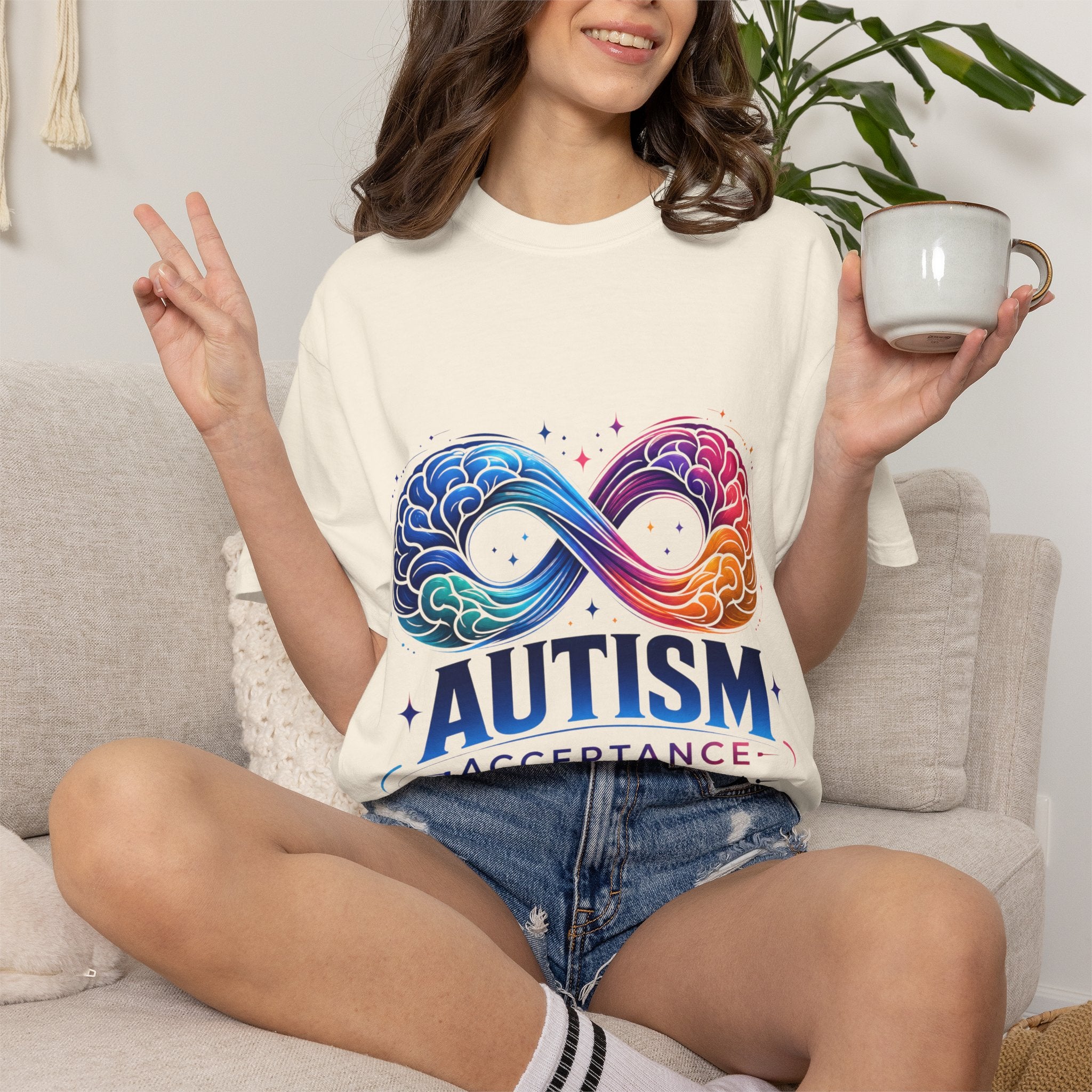 Autism Acceptance T-Shirt — Infinity Puzzle Rainbow Design