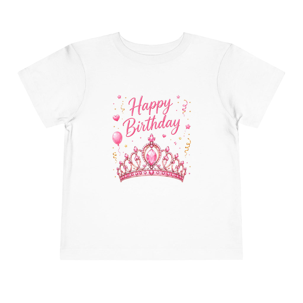 Toddler Birthday Tee — Pink Princess Tiara "Happy Birthday" Shirt