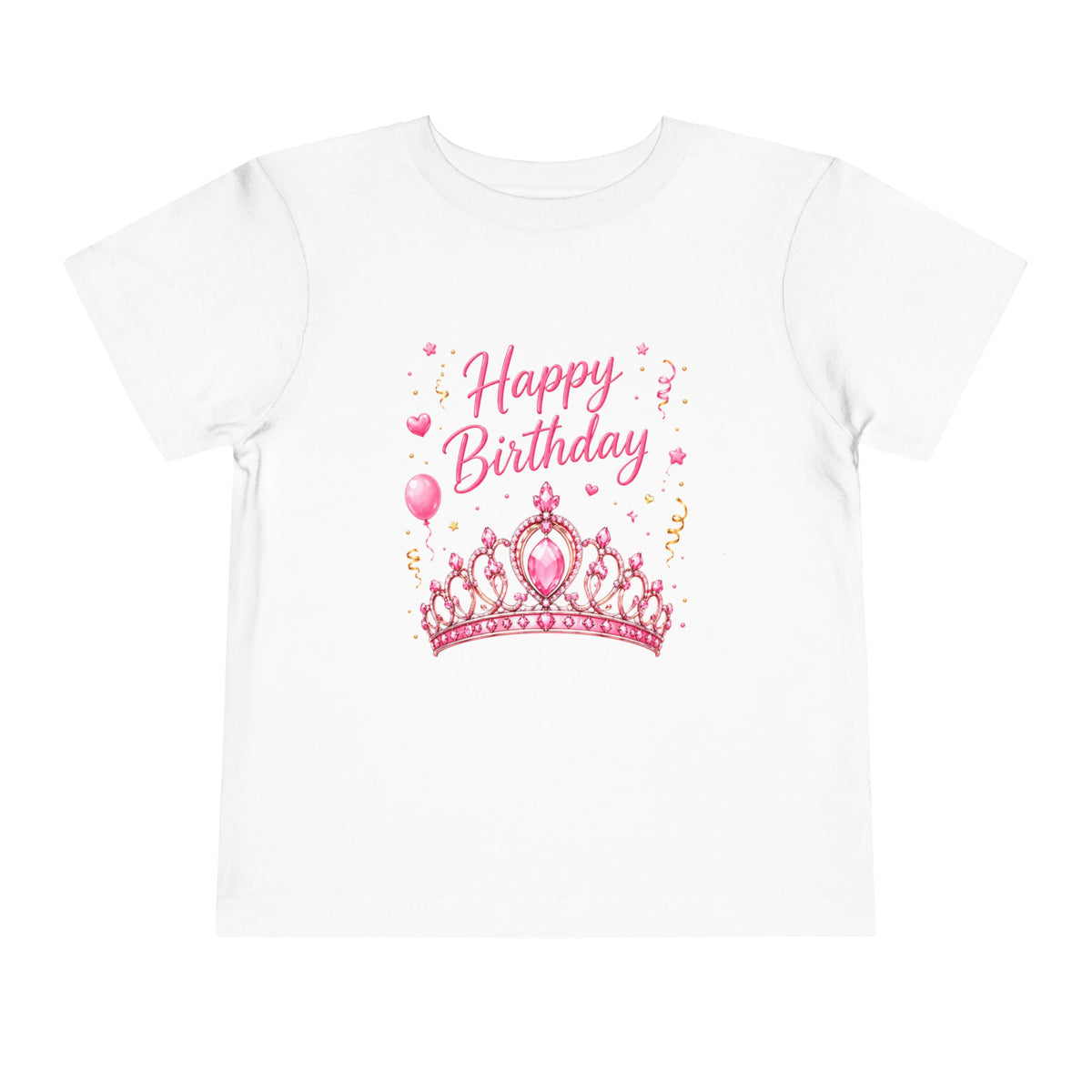 Toddler Birthday Tee — Pink Princess Tiara "Happy Birthday" Shirt