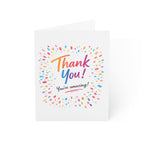 Thank You Greeting Cards — "Thank You! You're amazing!" Colorful Confetti Pack (1/10/30/50)