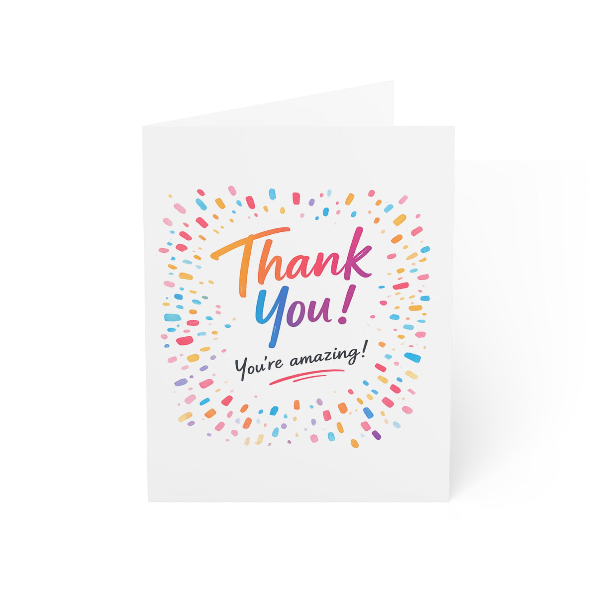 Thank You Greeting Cards — "Thank You! You're amazing!" Colorful Confetti Pack (1/10/30/50)