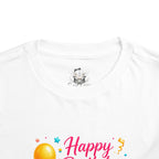 Toddler Tee — "Happy Birthday" Pink Gift Box & Balloons