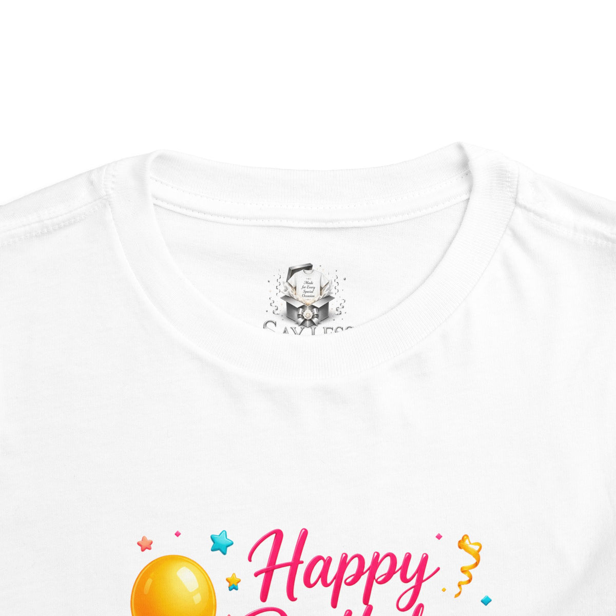 Toddler Tee — "Happy Birthday" Pink Gift Box & Balloons