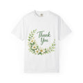 Thank You Floral T-Shirt — White Floral Wreath Appreciation Tee