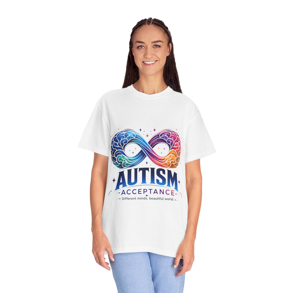 Autism Acceptance T-Shirt — Infinity Puzzle Rainbow Design