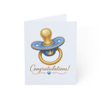 Baby Boy Pacifier "Congratulations" Greeting Card — New Baby Shower Card (1–50 pcs)