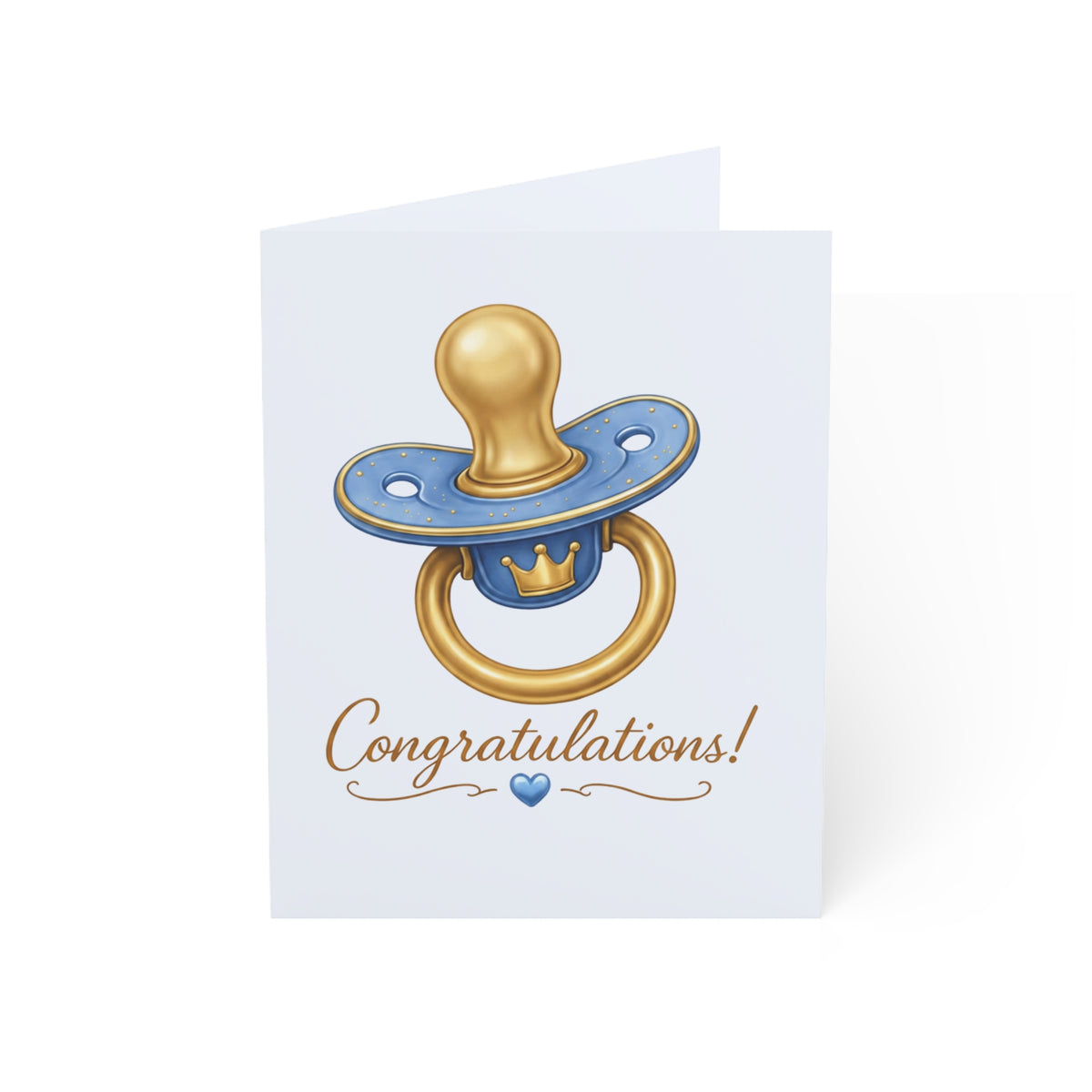 Baby Boy Pacifier "Congratulations" Greeting Card — New Baby Shower Card (1–50 pcs)