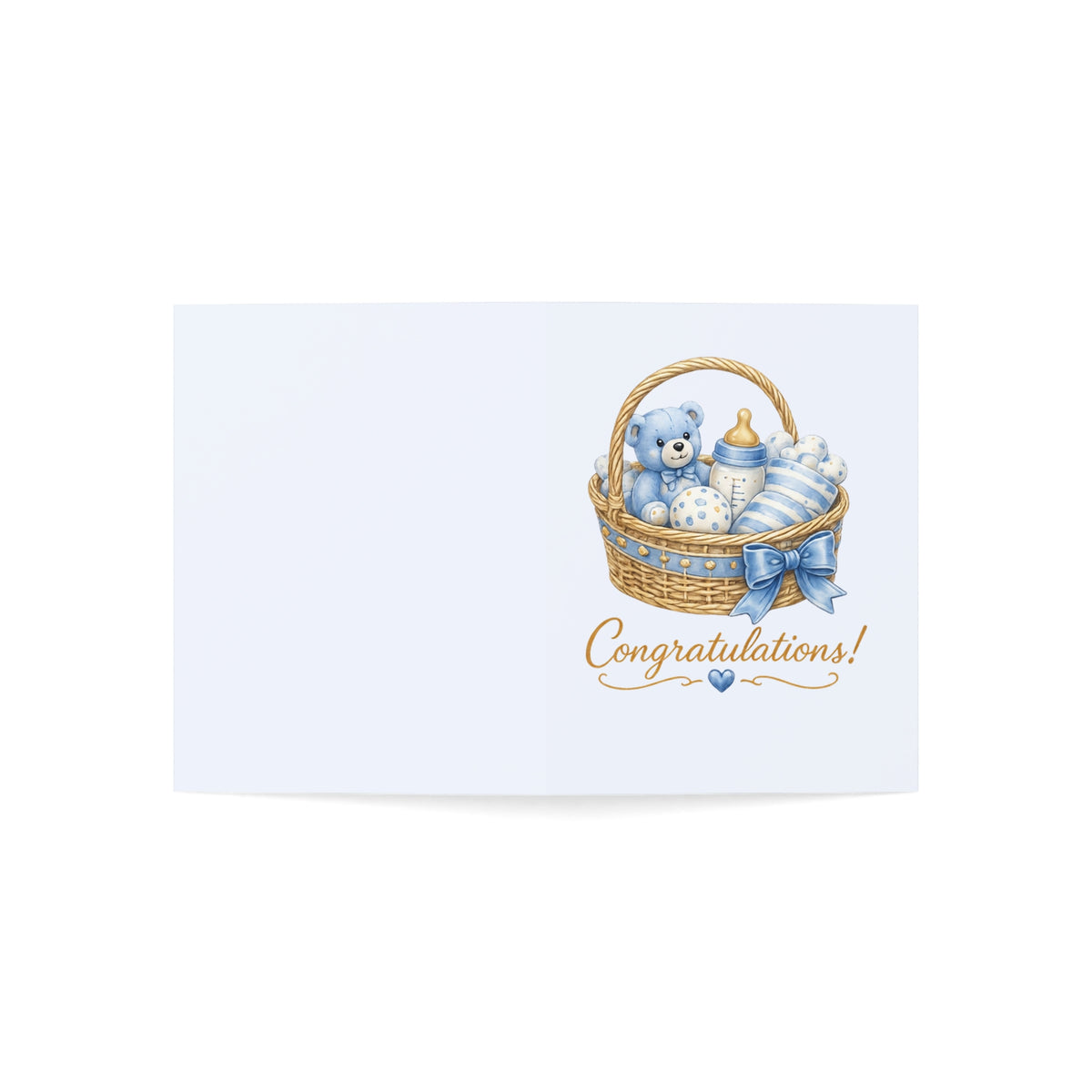 Baby Boy Congratulations Greeting Card — Newborn Baby Shower Card (Pack of 1, 10, 30, 50)