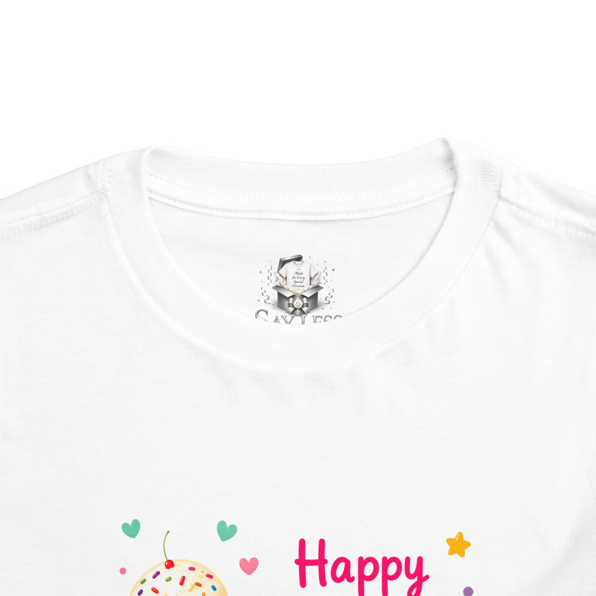 Toddler Birthday Tee - Ice Cream Cone with Quote "Happy Birthday" Shirt for Kids