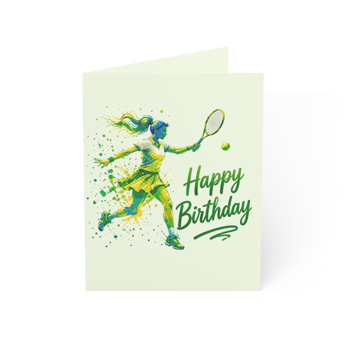 Tennis Happy Birthday Greeting Card — Sporty Birthday Card for Tennis Players (1/10/30/50 pcs)