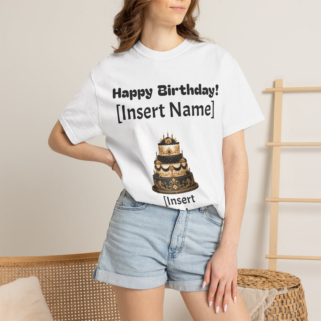 Birthday Cake Personalized T‑Shirt — "Happy Birthday! [Insert Name]" Customizable Tee