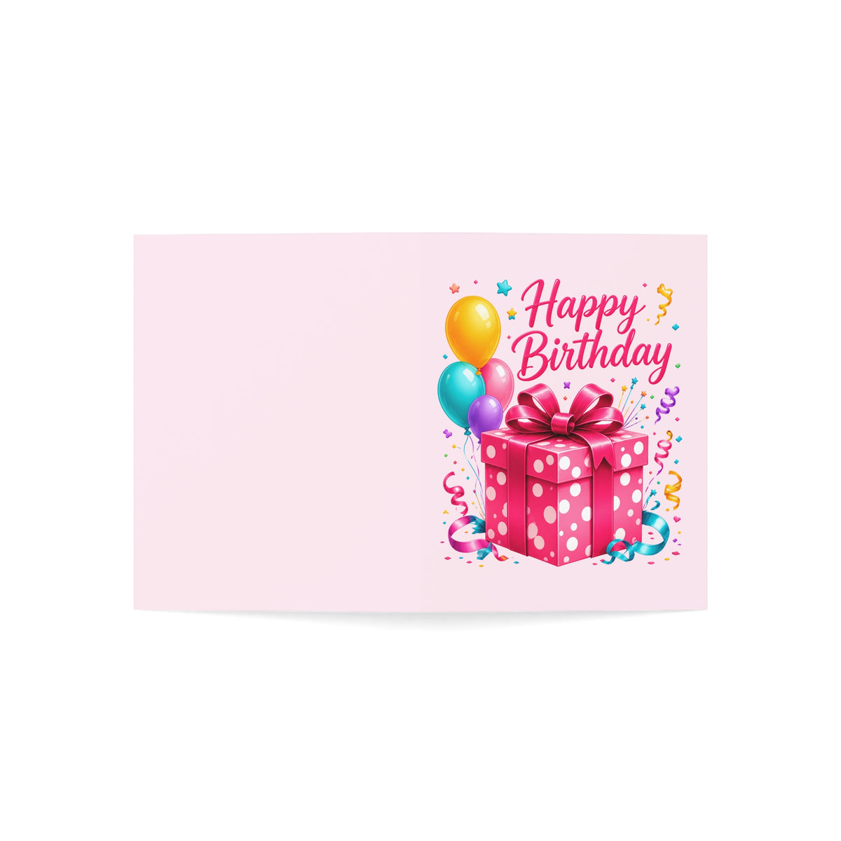 Happy Birthday Greeting Cards – Pack of 1/10/30/50 Pink Gift & Balloons Card