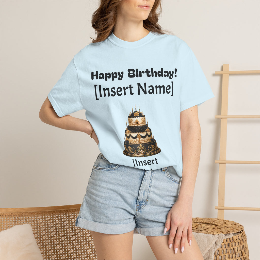 Birthday Cake Personalized T‑Shirt — "Happy Birthday! [Insert Name]" Customizable Tee
