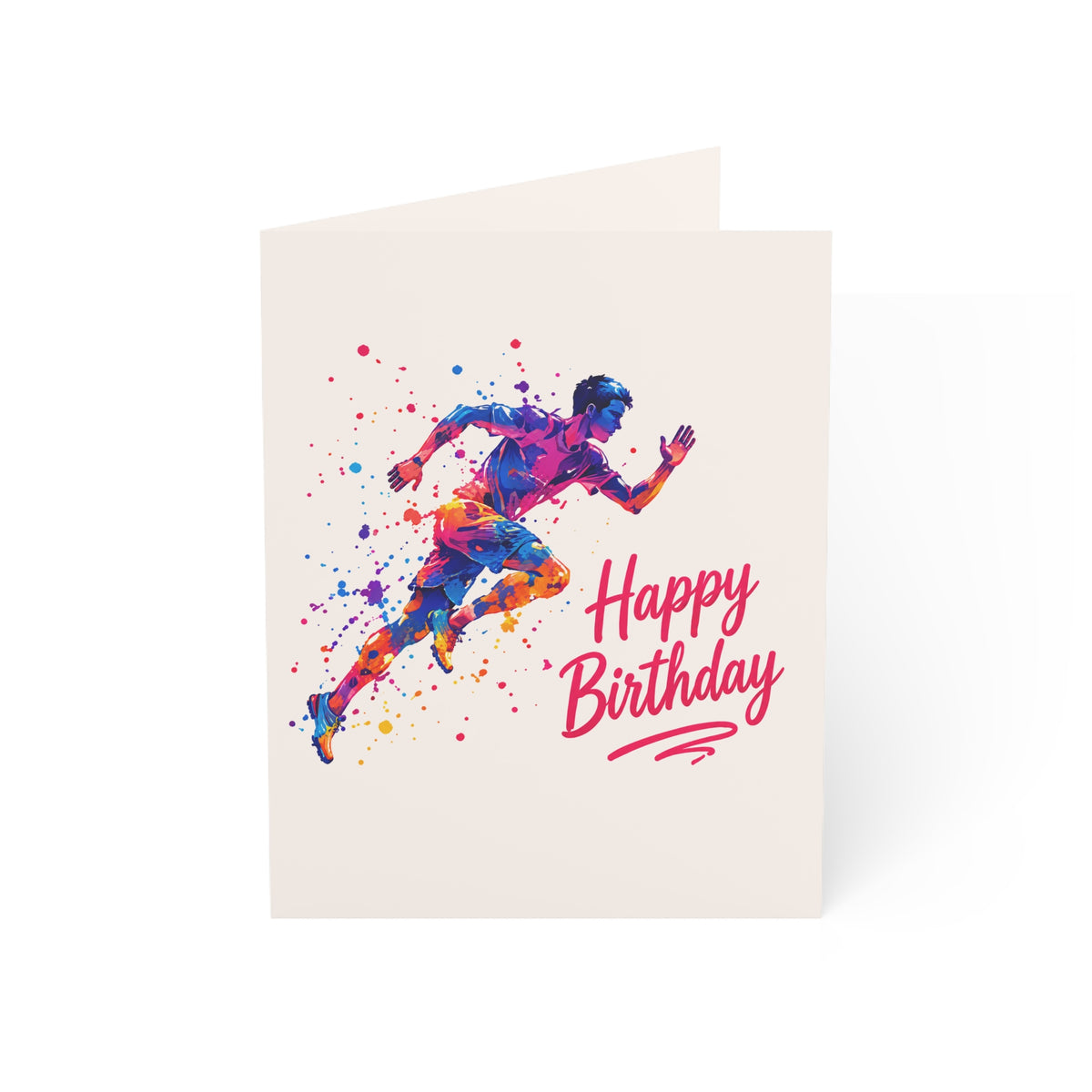 Happy Birthday Runner Greeting Card — Colorful Sports Birthday Card (Pack of 1, 10, 30, 50)
