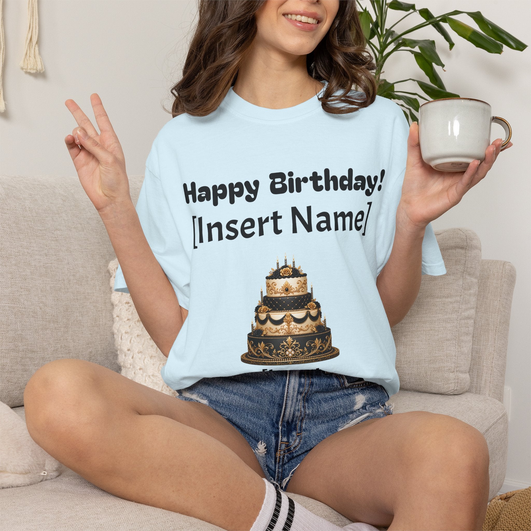 Birthday Cake Personalized T‑Shirt — "Happy Birthday! [Insert Name]" Customizable Tee