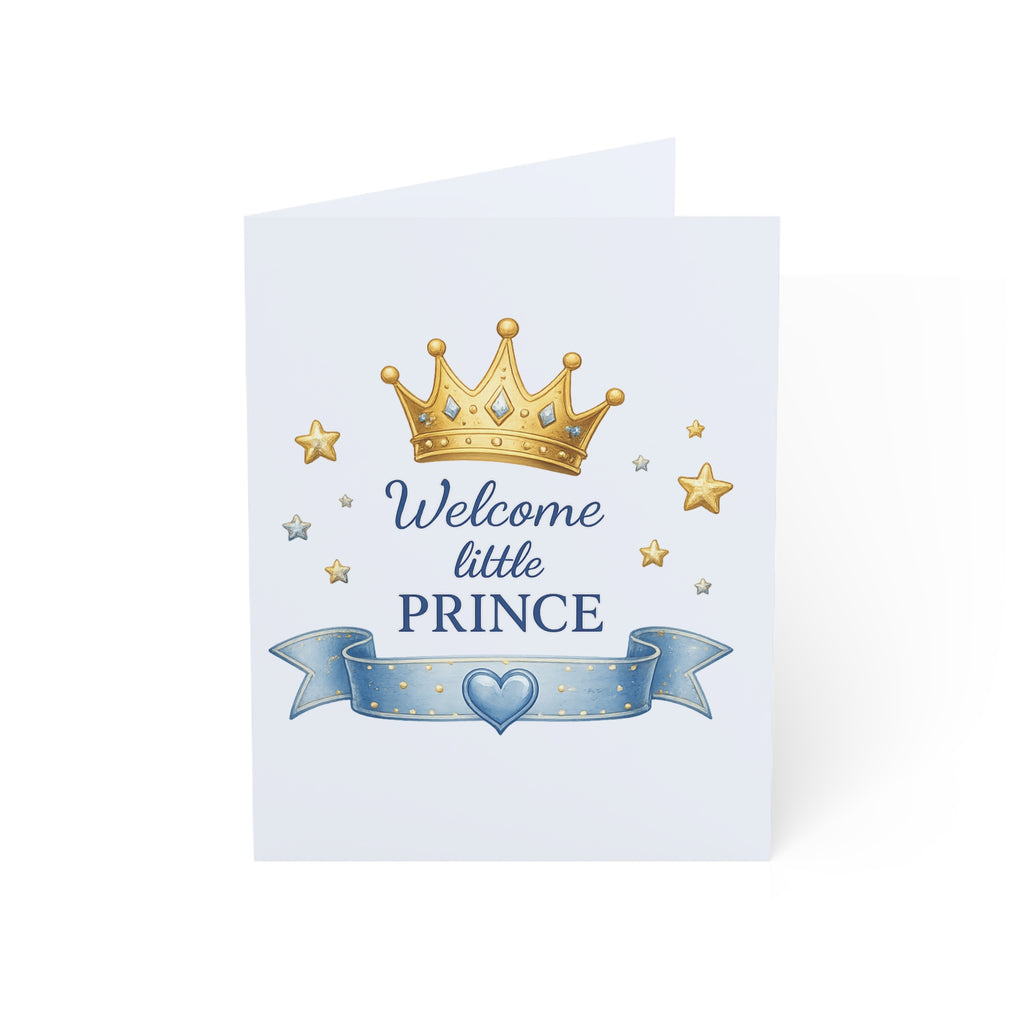 Welcome Little Prince Baby Boy Greeting Card — Newborn Shower Card