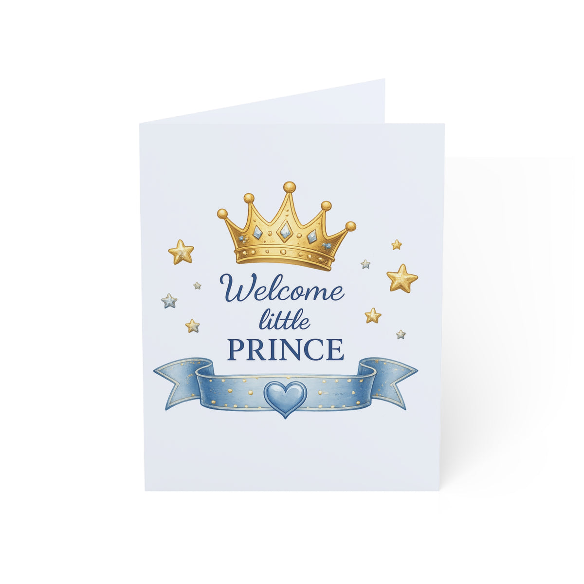 Welcome Little Prince Baby Boy Greeting Card — Newborn Shower Card