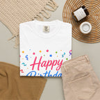 Happy Birthday Party Adult T-Shirt — Colorful Confetti & Poppers Tee