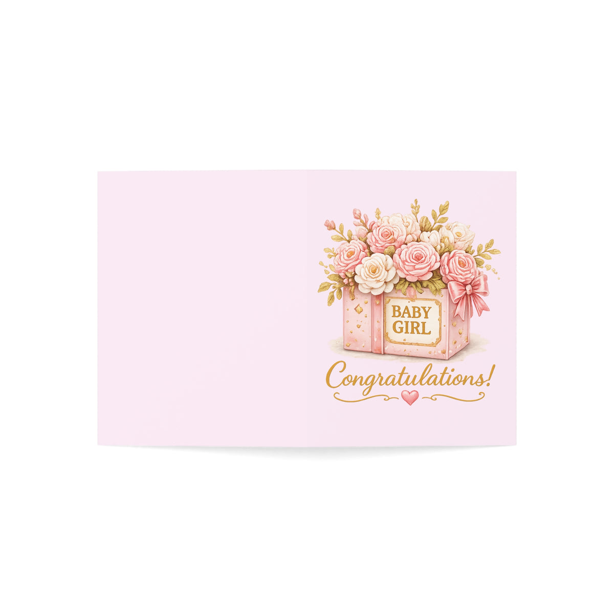 Baby Girl Congratulations Greeting Card — Floral Pink Newborn Card (1/10/30/50 pcs)