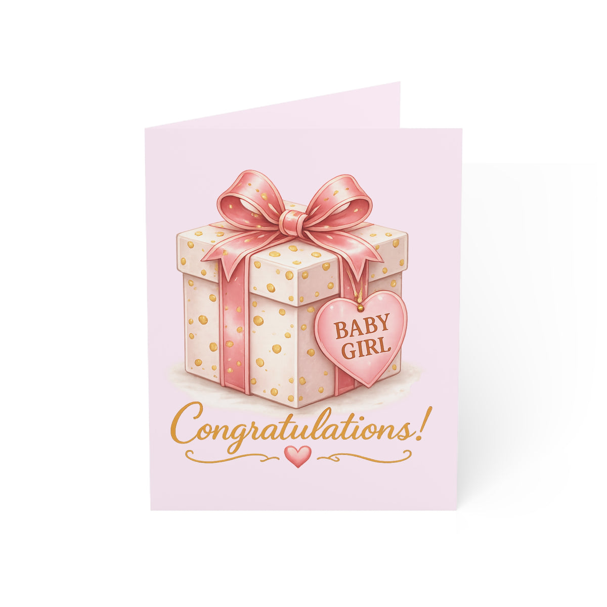 Baby Girl Congratulations Greeting Cards — Pink Newborn Shower Cards (Pack of 1/10/30/50)