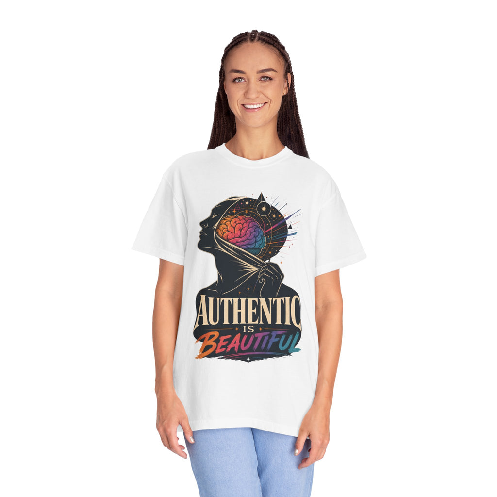 Authentic Is Beautiful Graphic T-Shirt — Pride Rainbow Mind Empowerment Tee