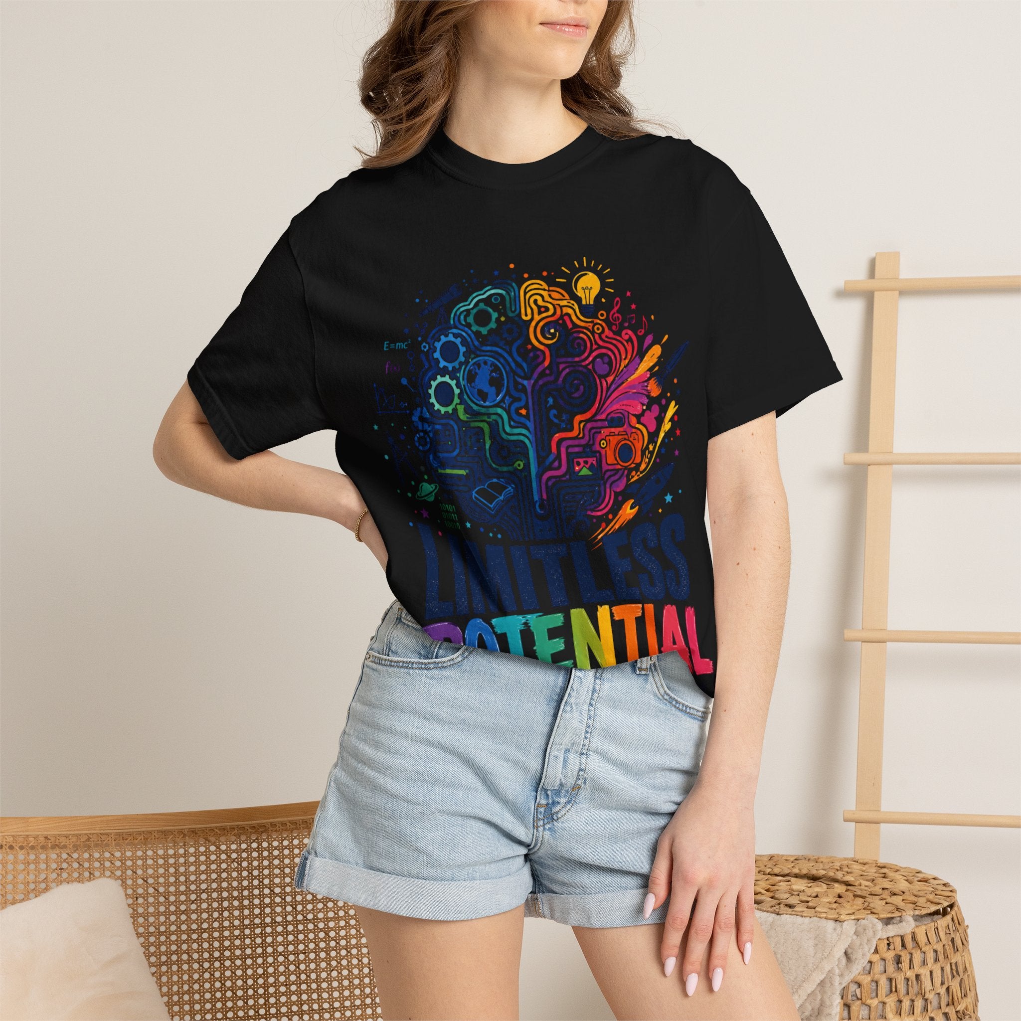 Limitless Potential T-Shirt — Inspirational Brain & Rainbow Design