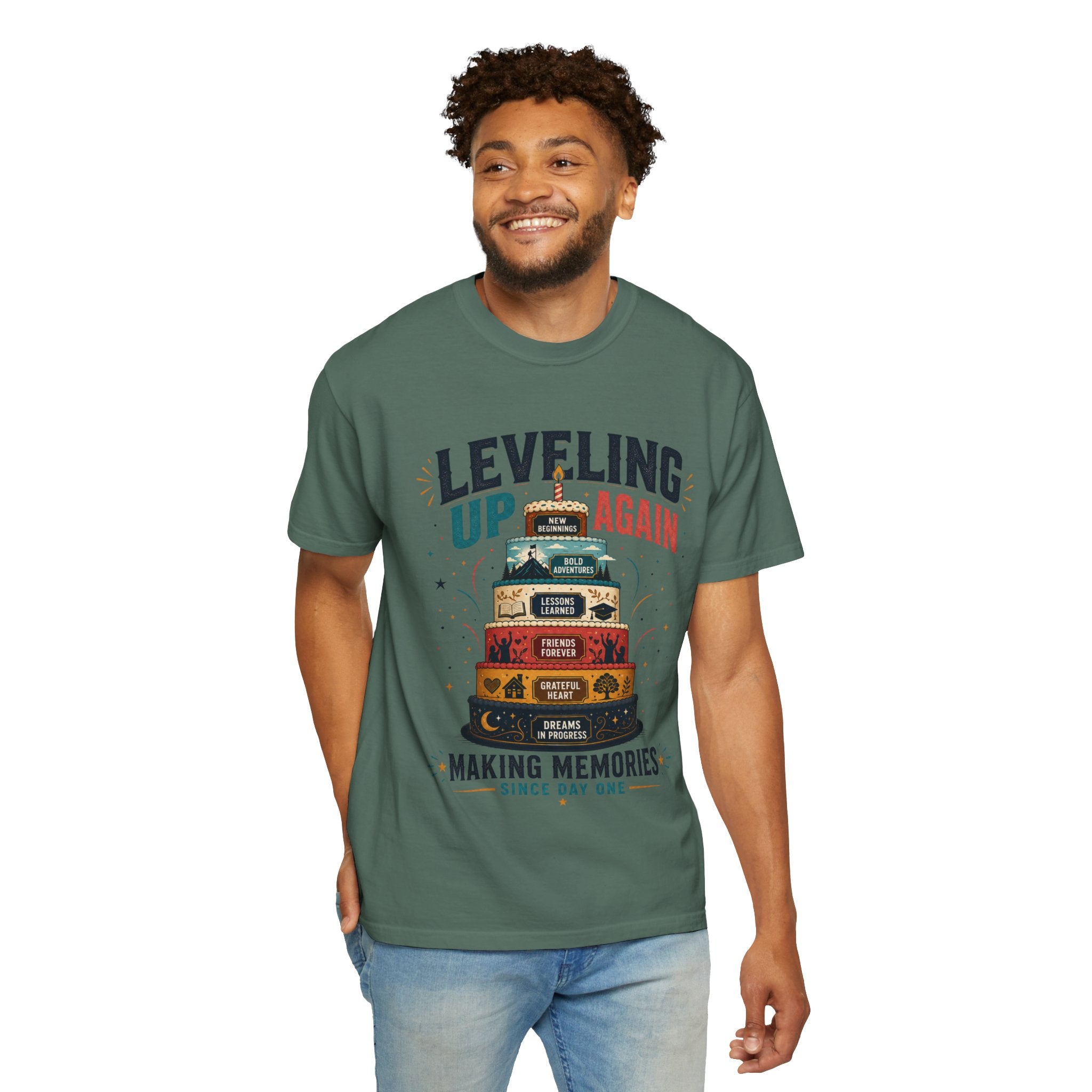 Leveling Up Again T-Shirt — "Making Memories Since Day One" Gamer Birthday Tee