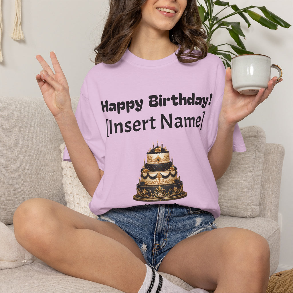 Birthday Cake Personalized T‑Shirt — "Happy Birthday! [Insert Name]" Customizable Tee
