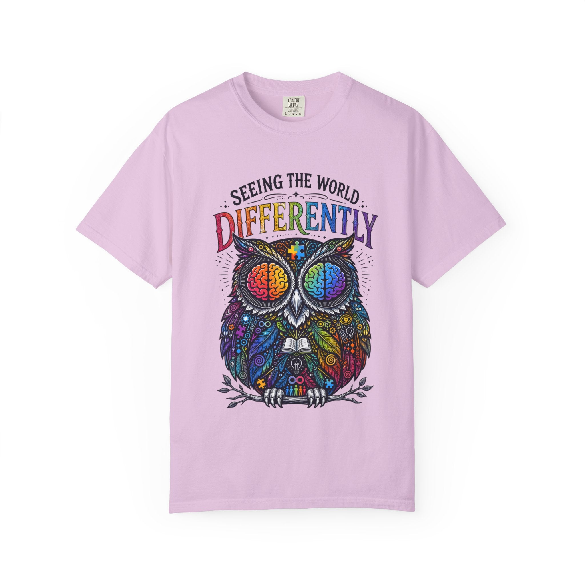 Seeing the World Differently Owl T-Shirt — Colorful Psychedelic Autism Awareness Tee