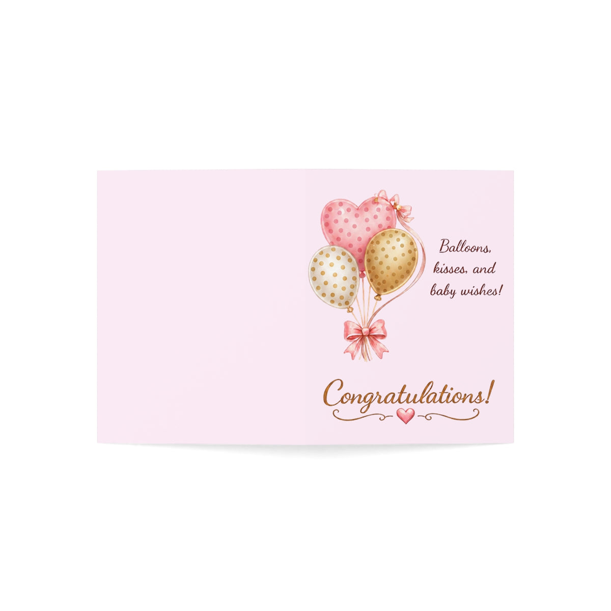 Baby Shower Congratulations Greeting Card — "Balloons, kisses, and baby wishes!" (Single or Pack)