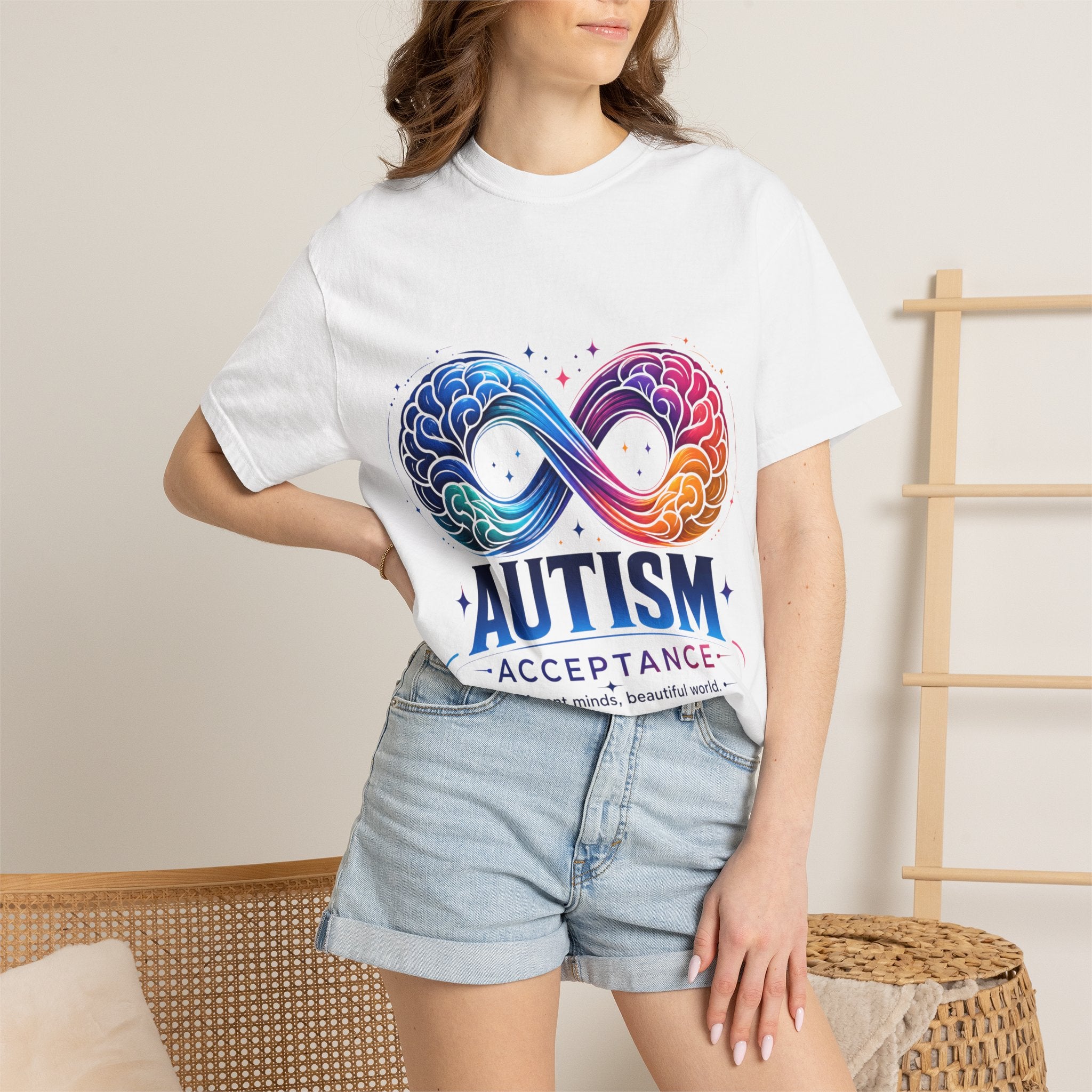 Autism Acceptance T-Shirt — Infinity Puzzle Rainbow Design