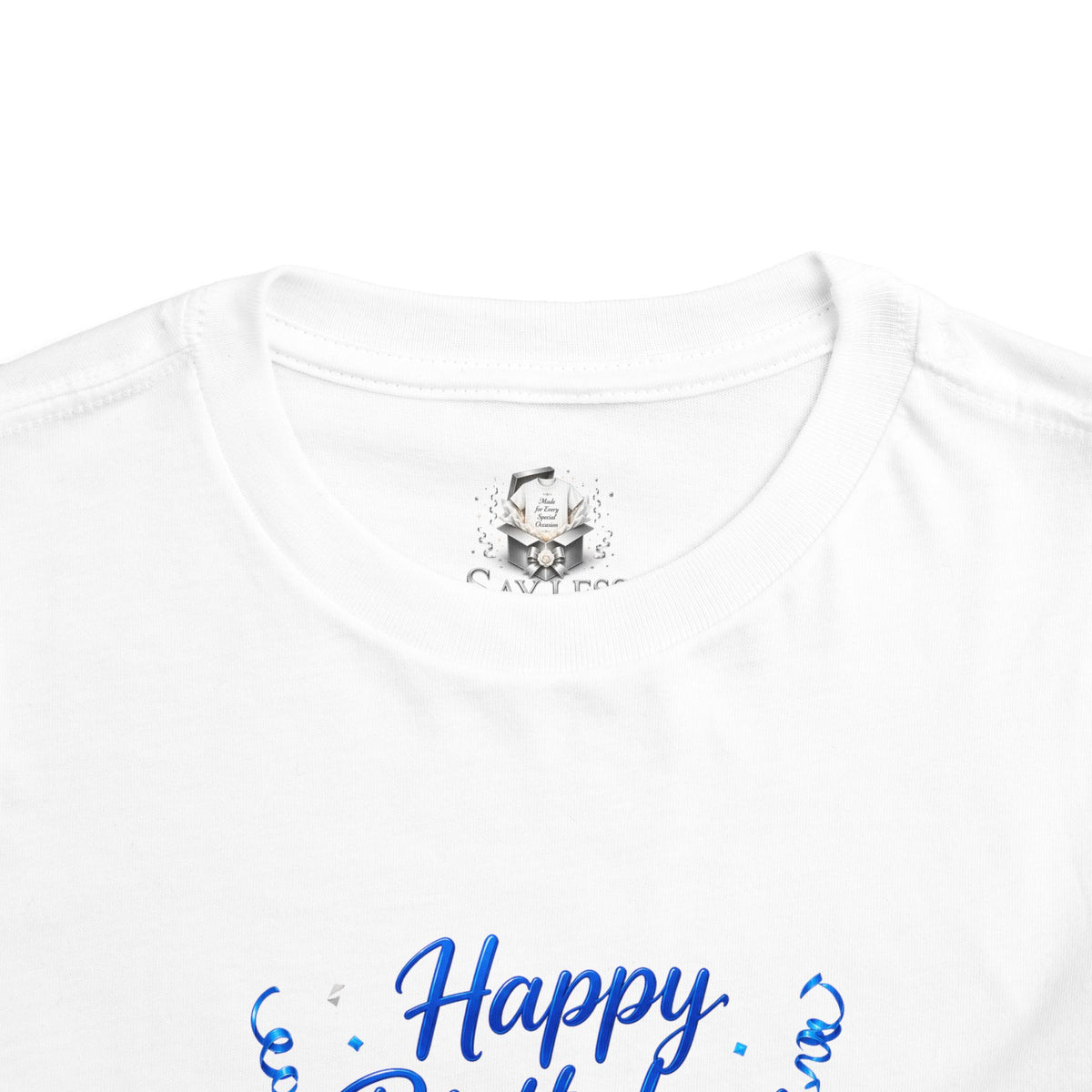 Happy Birthday Toddler Tee — Blue Gift Birthday Boxes Birthday Shirt