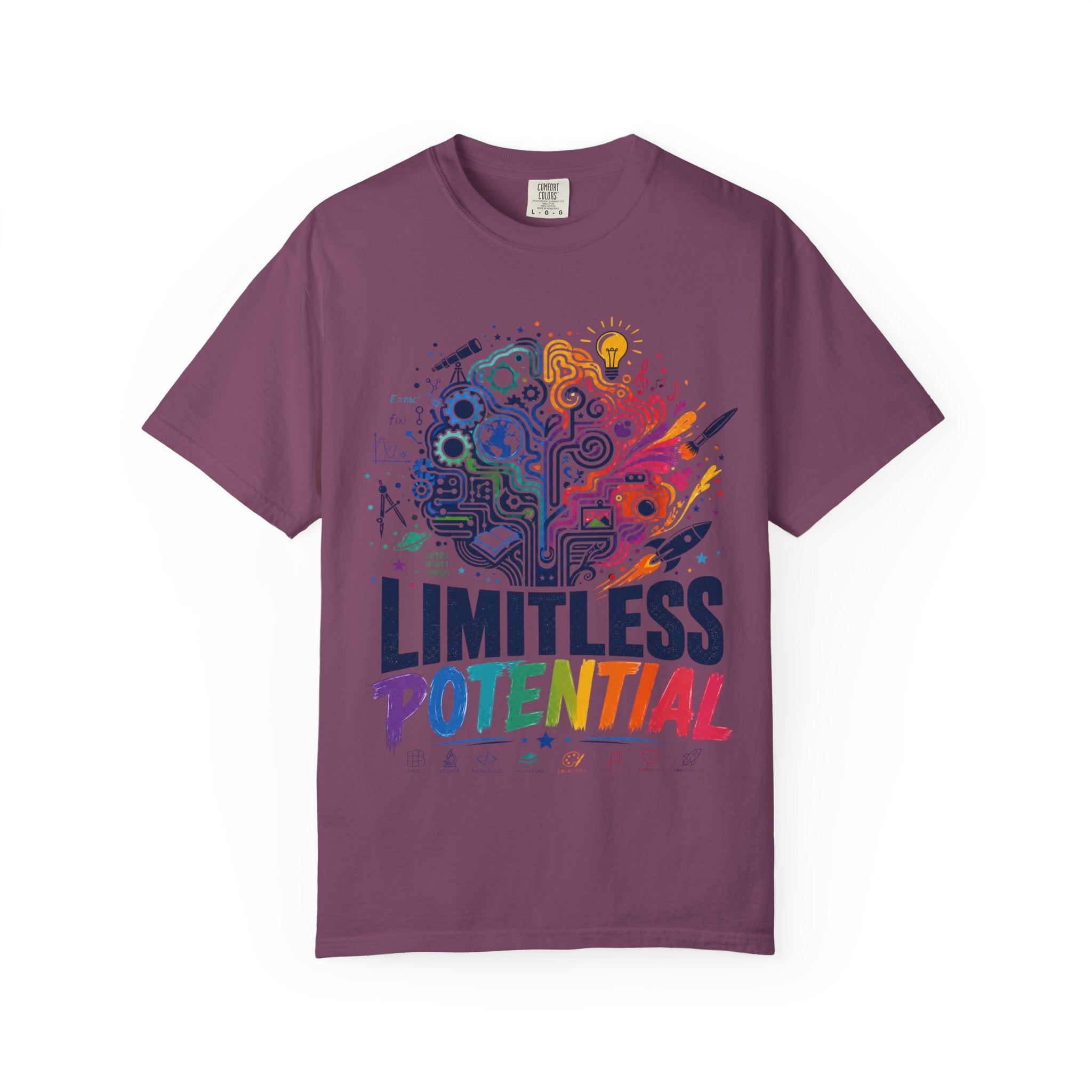 Limitless Potential T-Shirt — Inspirational Brain & Rainbow Design