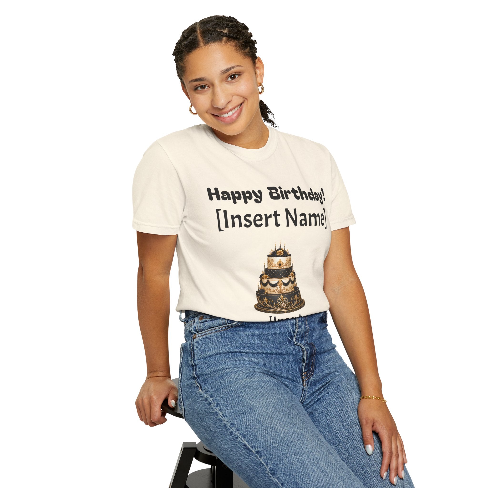 Birthday Cake Personalized T‑Shirt — "Happy Birthday! [Insert Name]" Customizable Tee