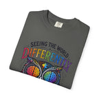 Seeing the World Differently Owl T-Shirt — Colorful Psychedelic Autism Awareness Tee