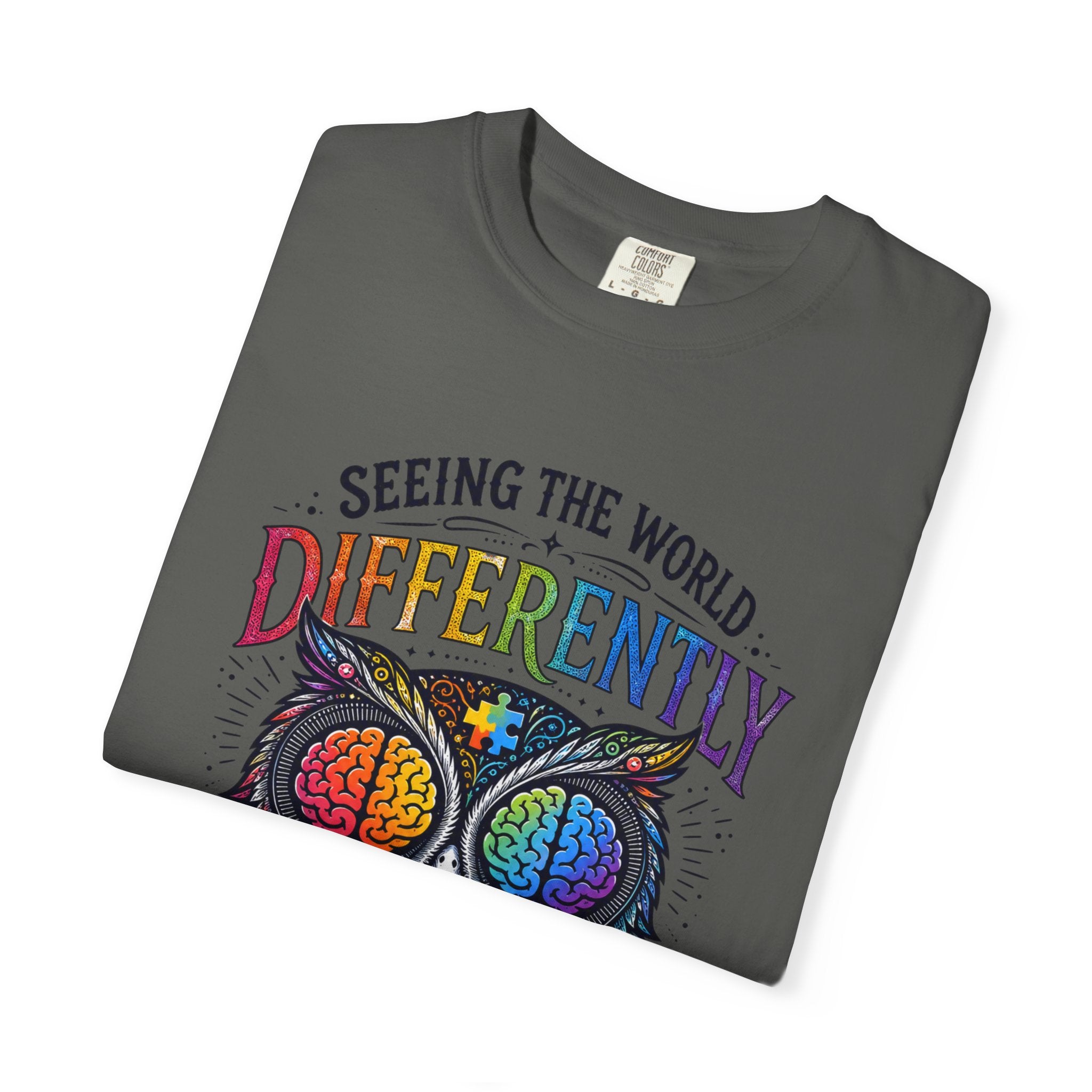 Seeing the World Differently Owl T-Shirt — Colorful Psychedelic Autism Awareness Tee