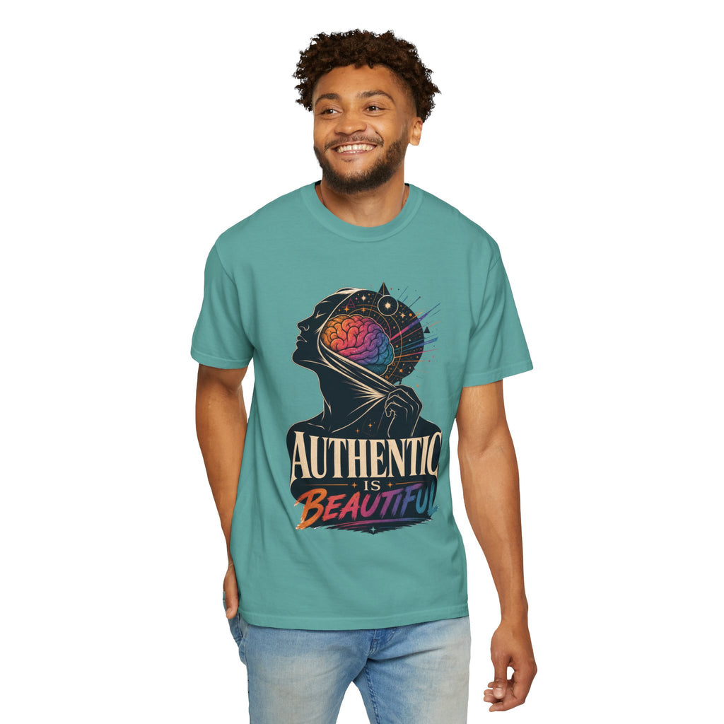 Authentic Is Beautiful Graphic T-Shirt — Pride Rainbow Mind Empowerment Tee