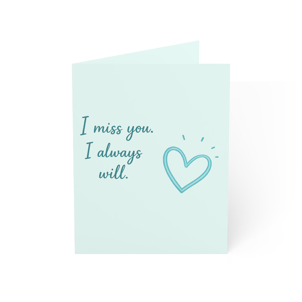 Sympathy Greeting Card — "I miss you. I always will." Pastel Heart Note (1/10/30/50 pcs)